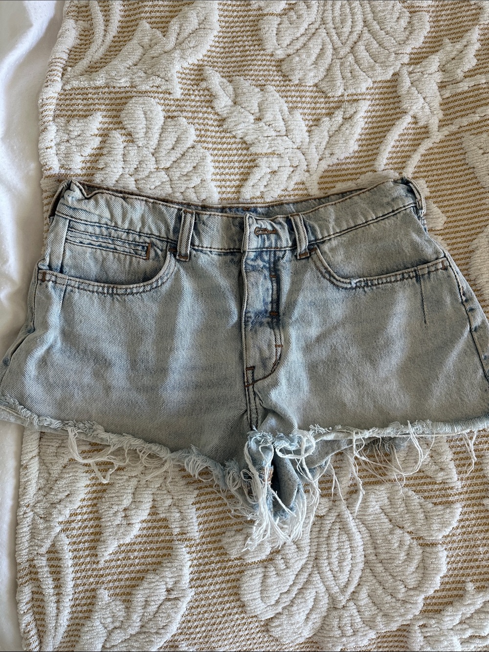 Light Wash Denim Cutoff Shorts - Blue
